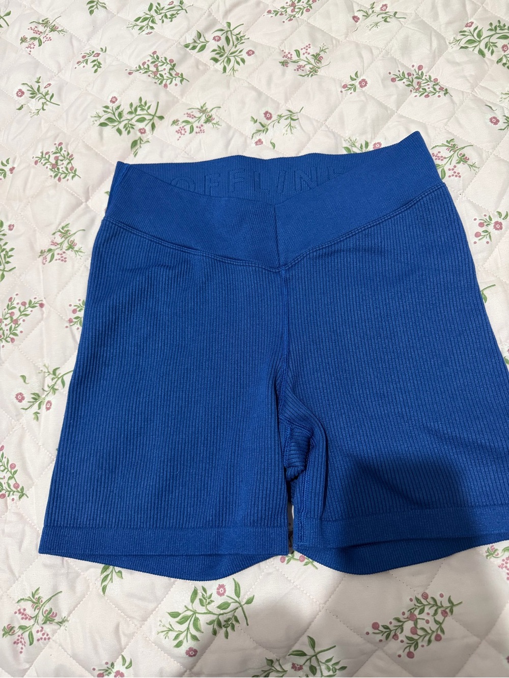 aerie Ribbed High-Waist Athletic Shorts in Royal Blue